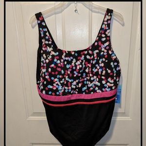 Aquabelle Dots Tank Swimsuit Sz 26W
